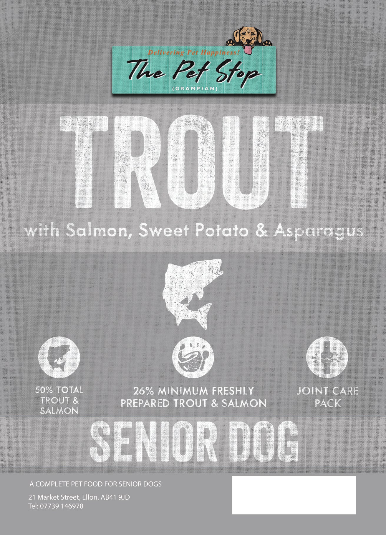 Senior Trout with Salmon, Sweet Potato & Asparagus