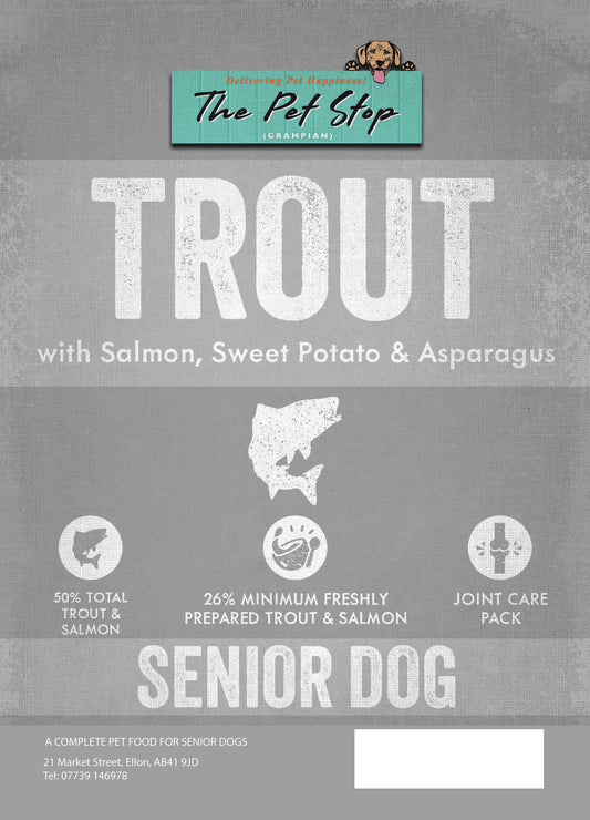 Senior Trout with Salmon, Sweet Potato & Asparagus